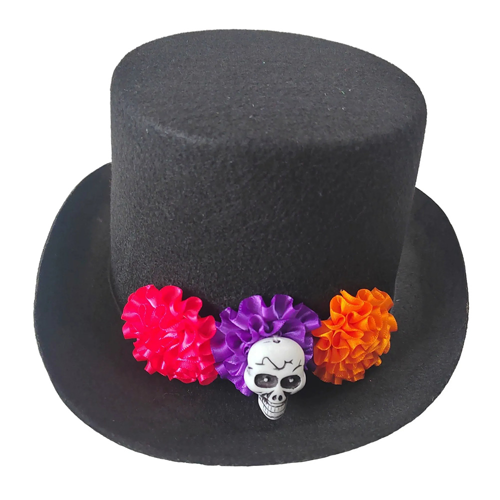 ドクロ＆フラワーデザイン トップハットハロウィン用