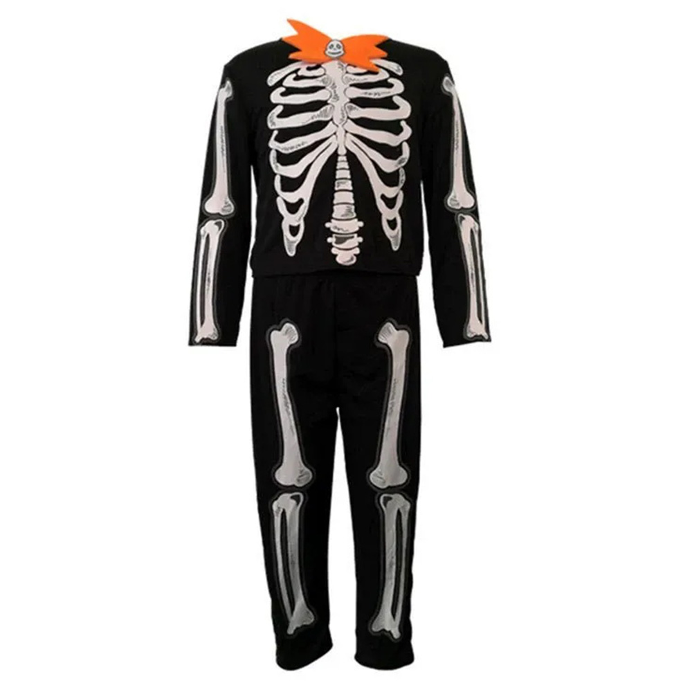 子ども用 ドクロ柄ジャンプスーツハロウィン仮装・ステージ衣装