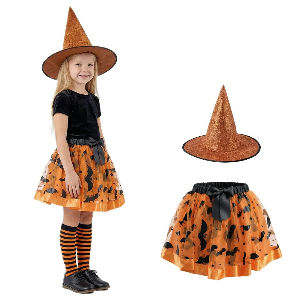 女の子用 魔女チュチュスカート＆帽子セットハロウィン